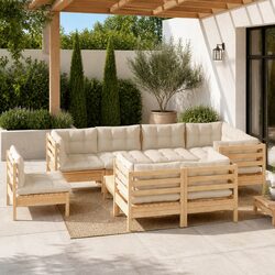 9 Piece Modular Garden Lounge Set – Solid Pinewood Construction