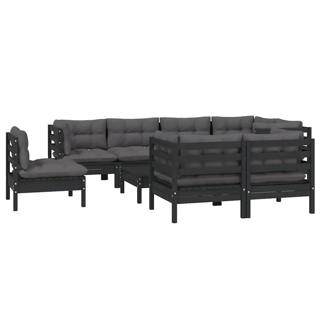 Garden Lounge Set 9 Piece Outdoor Patio Furniture Black Modular Seating