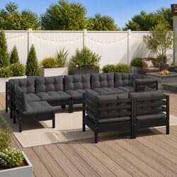 9 Piece Modular Garden Lounge Set in Black
