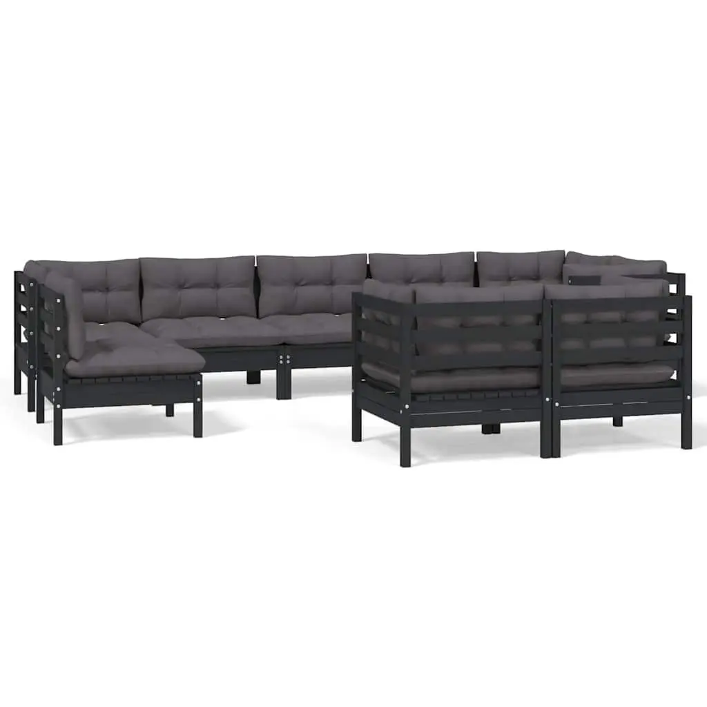 Garden Lounge Set Outdoor Patio Furniture 9 Piece Black Sofa Sectional