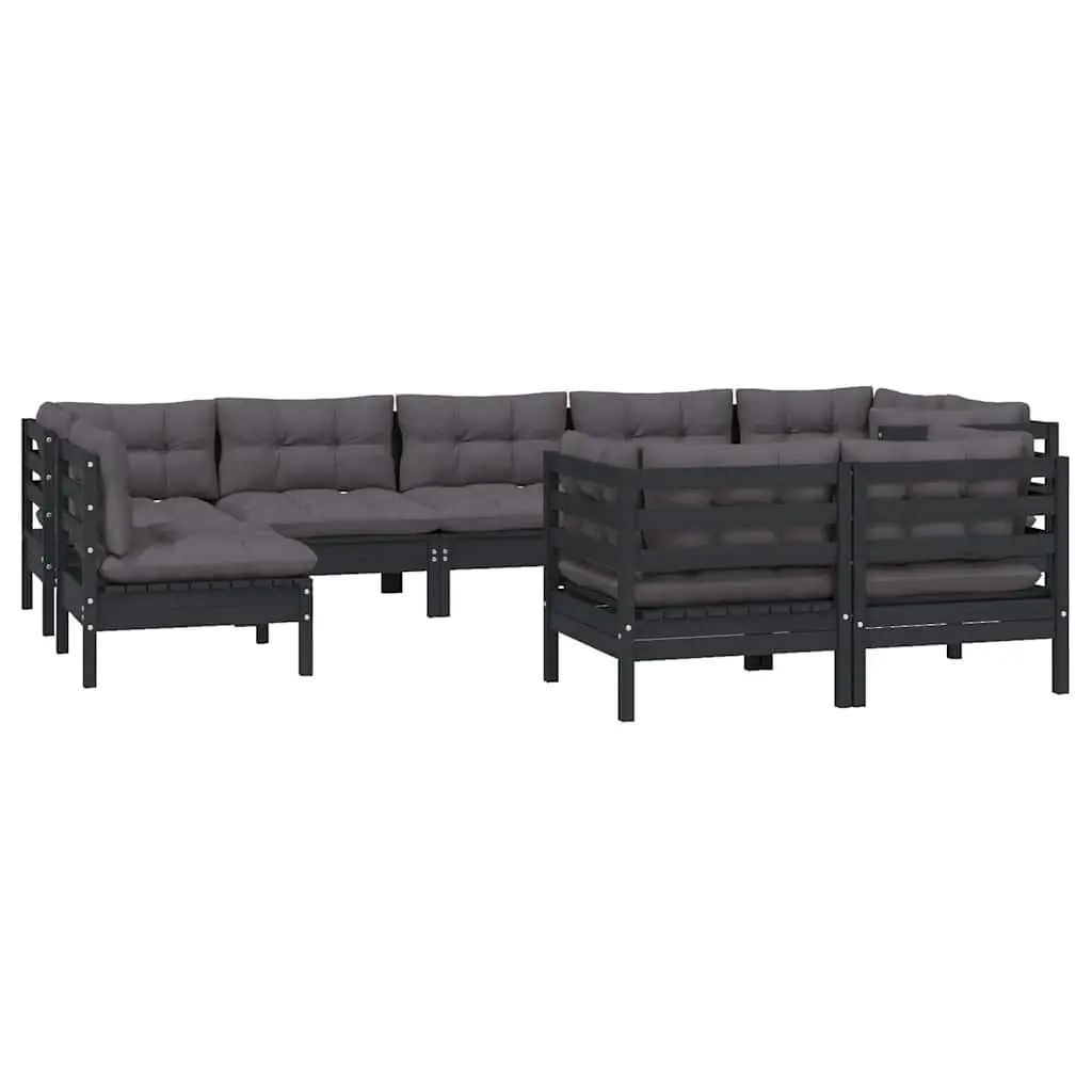 Garden Lounge Set Outdoor Patio Furniture 9 Piece Black Sofa Sectional