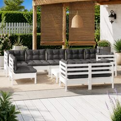 10-Piece Modular Garden Lounge Set in White – Pinewood Construction