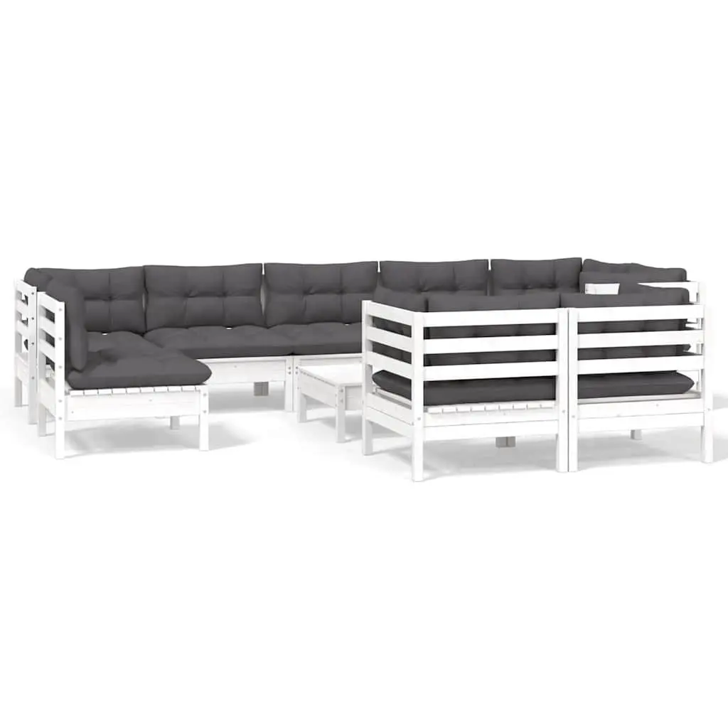 Garden Lounge Set Outdoor Patio Furniture 10 Piece Modular White