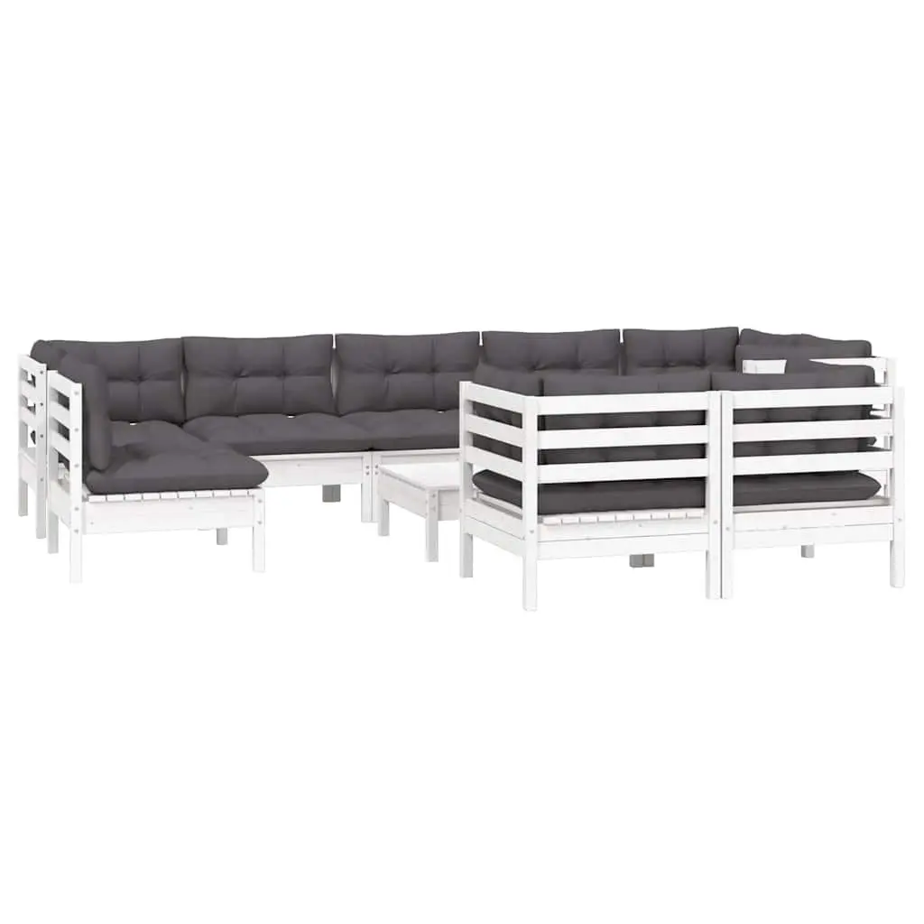 Garden Lounge Set Outdoor Patio Furniture 10 Piece Modular White