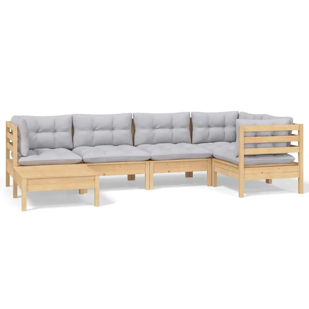 Garden Lounge Set Outdoor Patio Furniture 6 Piece Modular Seating Grey Cushions