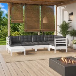 Garden Lounge Set: 6 Pieces of Solid Pinewood Furniture