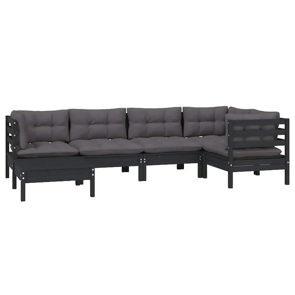 Garden Lounge Set Outdoor Patio Furniture 6 Piece Modular Sectional Sofa Black