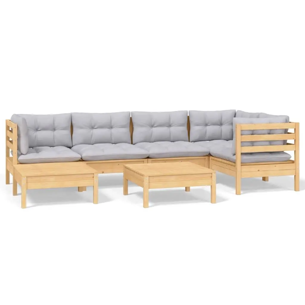 Garden Lounge Set Outdoor Furniture 7 Piece Modular Sofa Grey Cushions