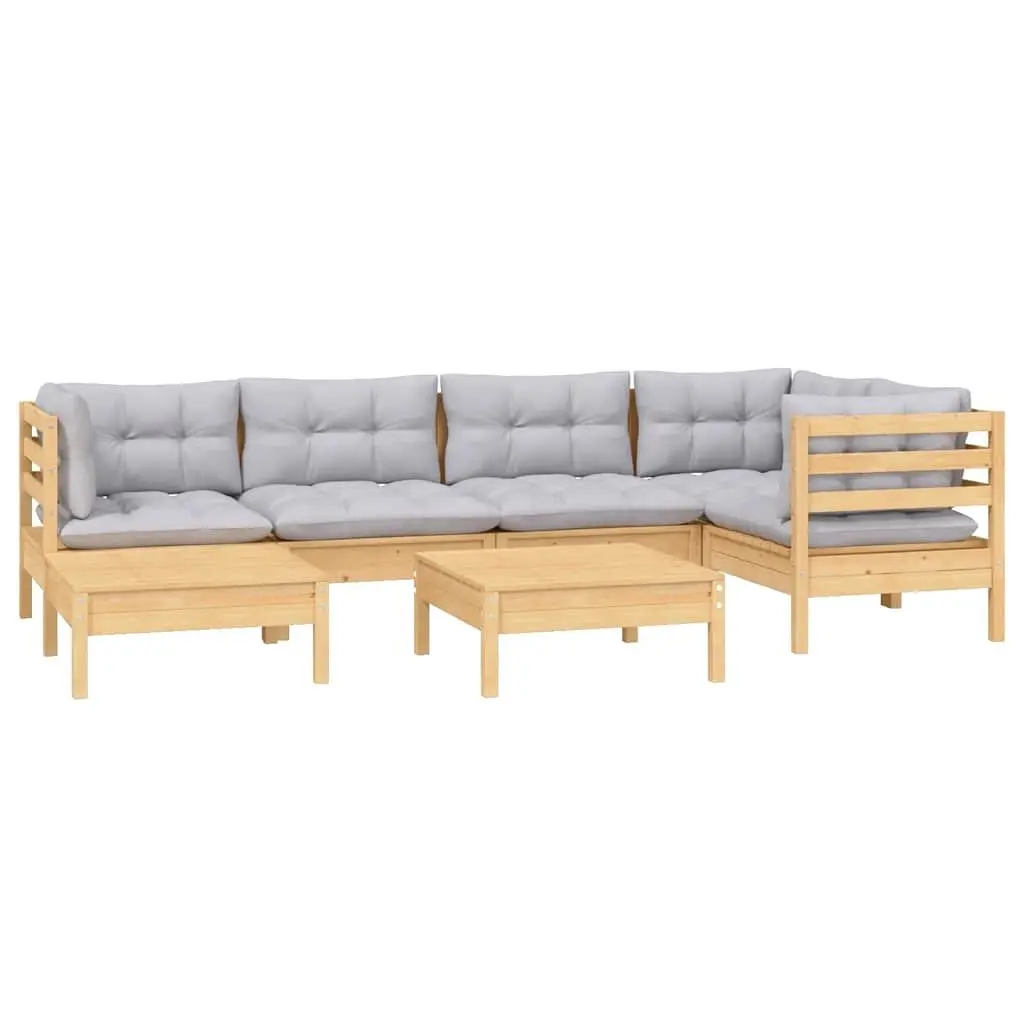 Garden Lounge Set Outdoor Furniture 7 Piece Modular Sofa Grey Cushions