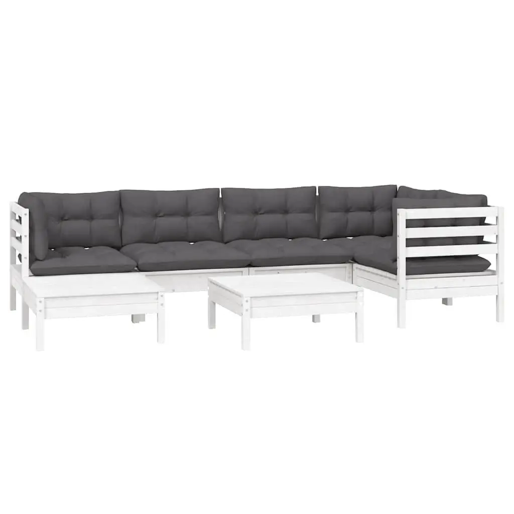Garden Lounge Set Outdoor Patio Furniture 7 Piece Modular White with Cushions