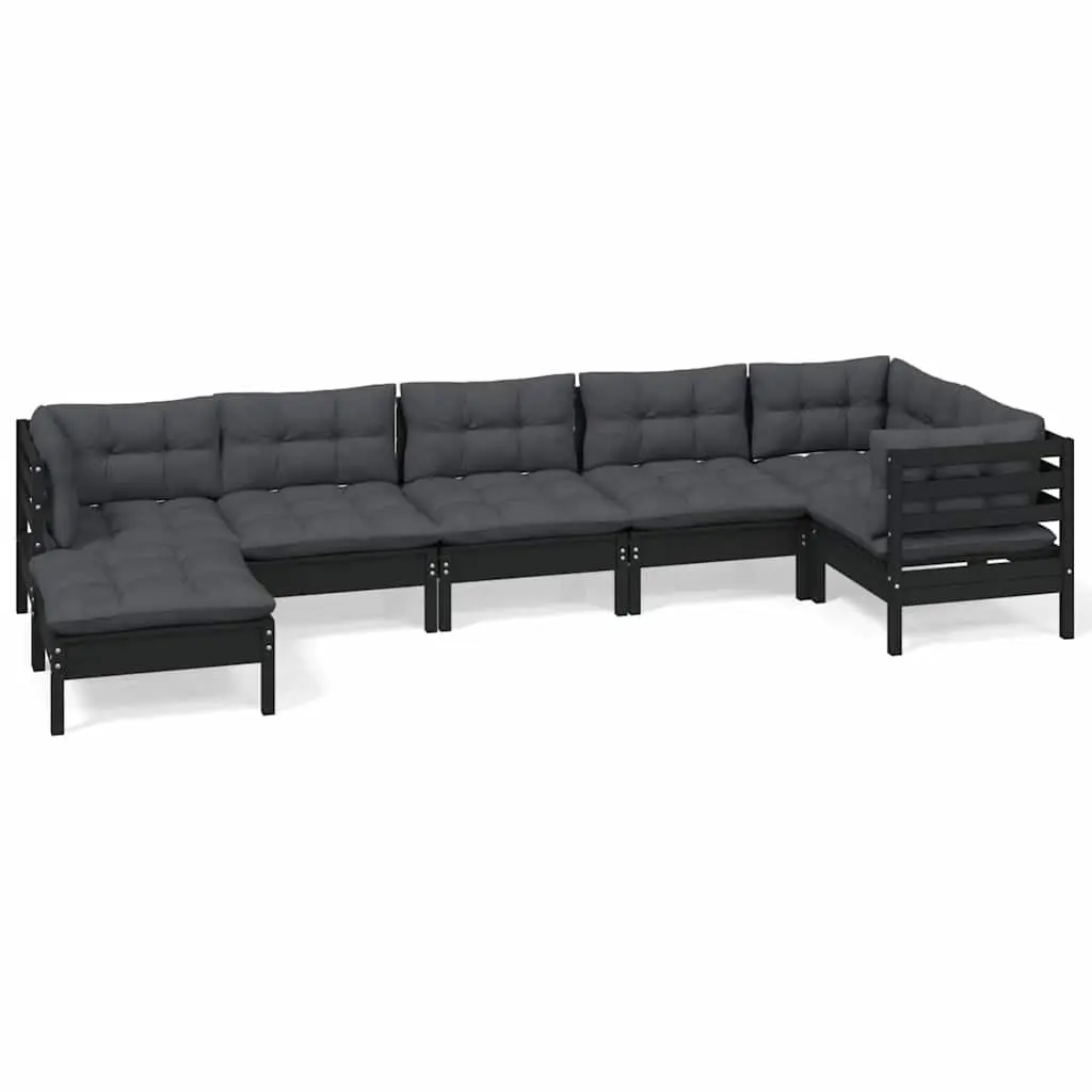 Garden Lounge Set Outdoor Patio Furniture 7 Piece Black Cushions Modular