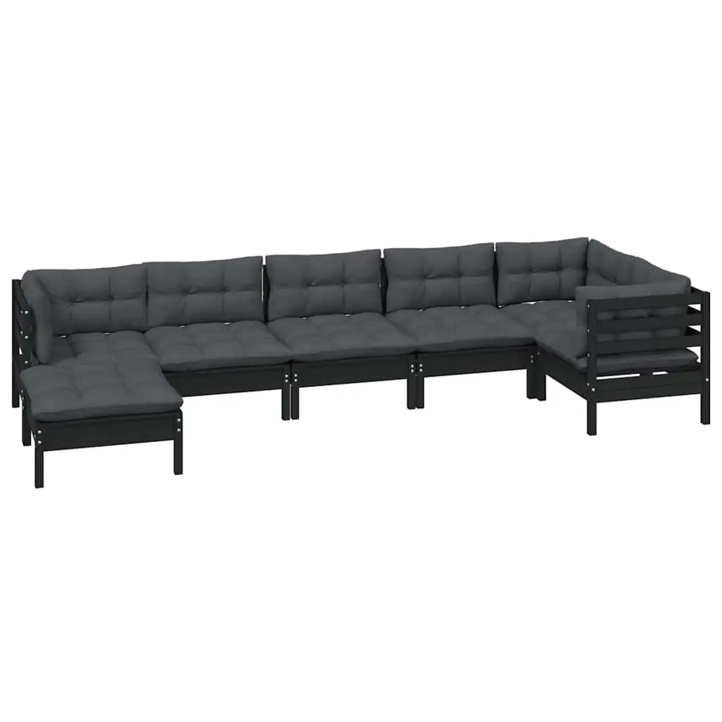 Garden Lounge Set Outdoor Patio Furniture 7 Piece Black Cushions Modular