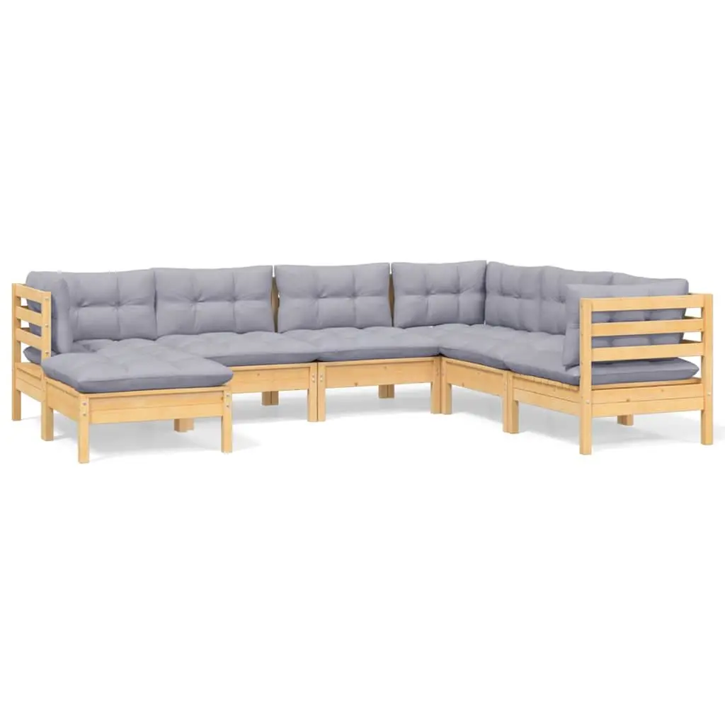 Garden Lounge Set 7 Piece Outdoor Furniture Patio Sofa with Cushions Brown