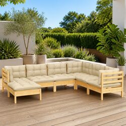 Specifications of 7 Piece Garden Lounge Set with Cream Cushions