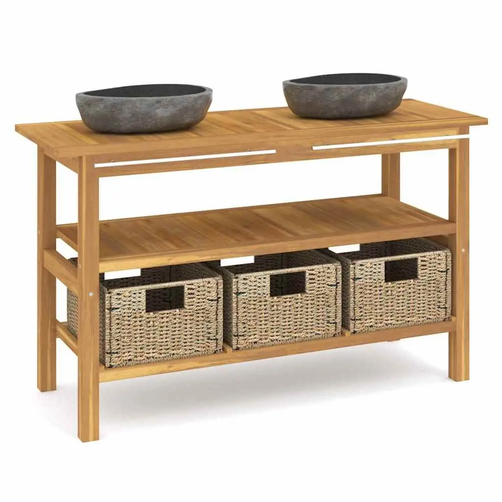 Dual Basin River Stone Sink Vanity