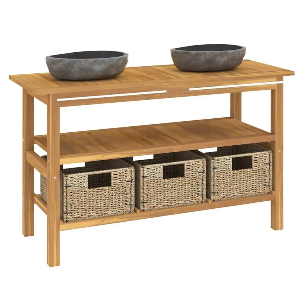 Dual Basin River Stone Sink Vanity