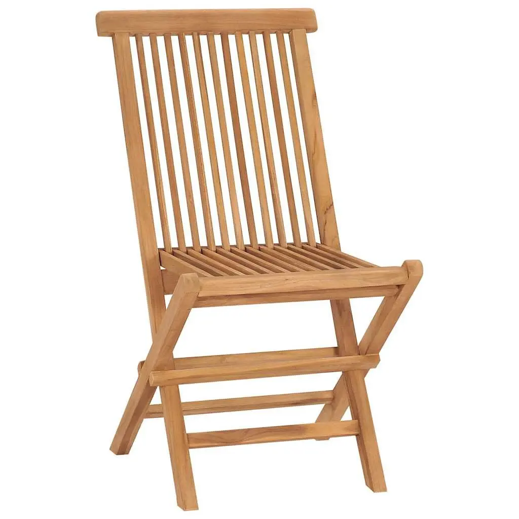 Folding Garden Chairs 8 Pieces Solid Teak Wood Outdoor Seating Set Brown