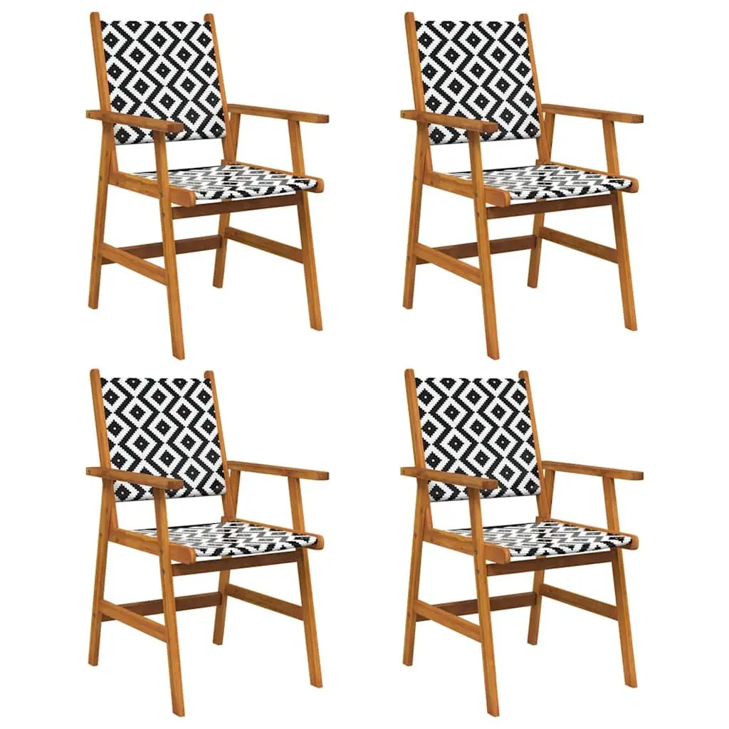 Outdoor Garden Chairs Set 4 pcs Brown Solid Acacia Wood Patio Seating