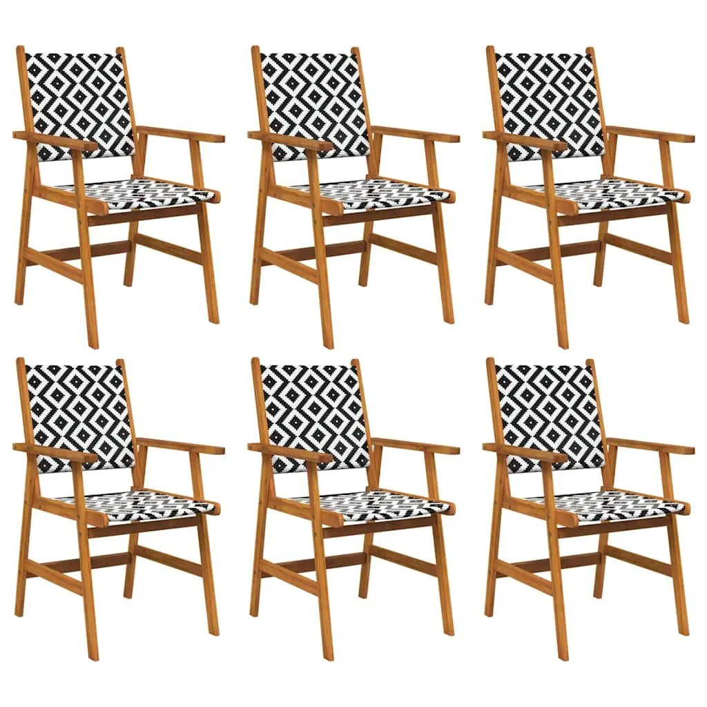Garden Chairs Outdoor Seating 6 Piece Solid Acacia Wood Brown