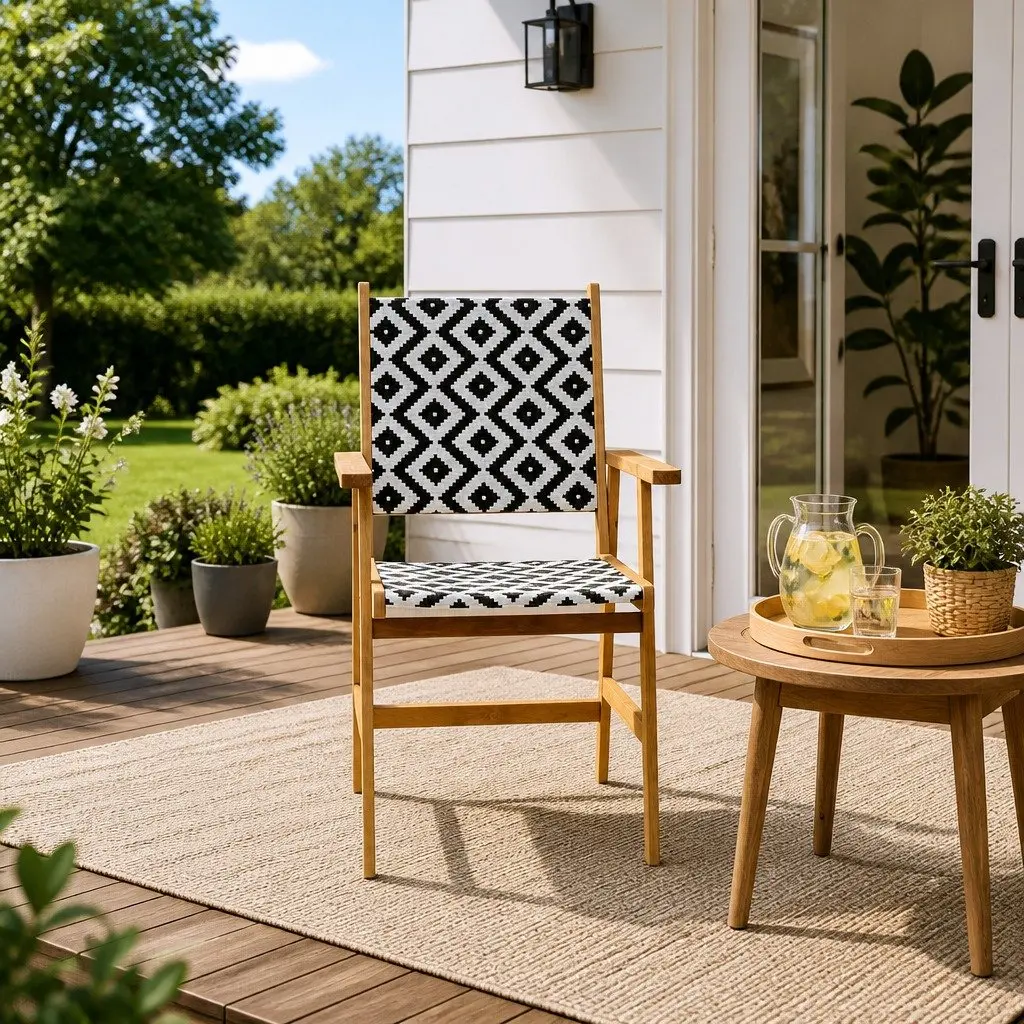 Outdoor Garden Chairs Set of 8 Brown Acacia Wood