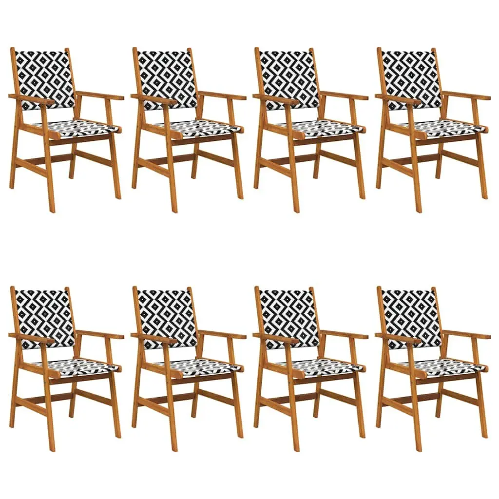 Outdoor Garden Chairs Set of 8 Brown Acacia Wood