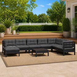 9-Piece Outdoor Lounge Set - Dimensions and Materials