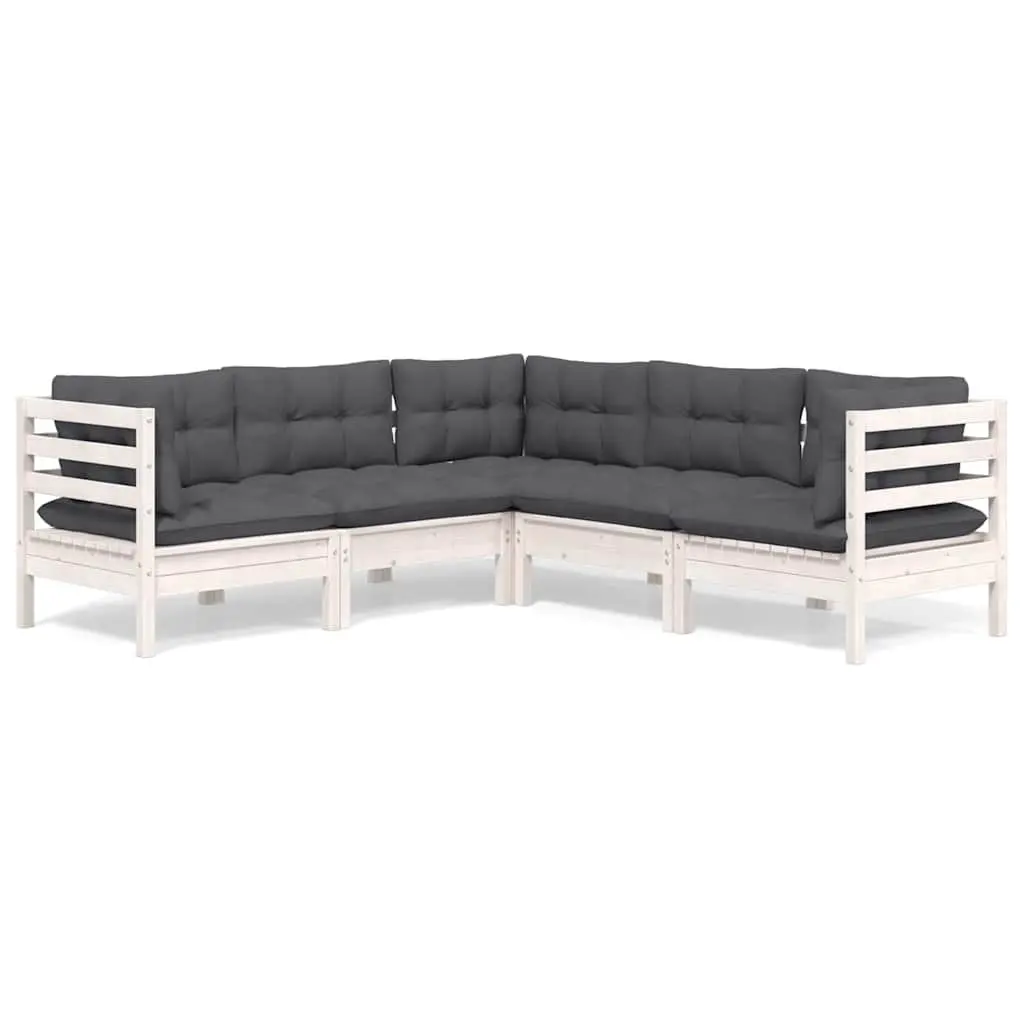Garden Lounge Set Outdoor Patio Furniture 5 Piece White Modular
