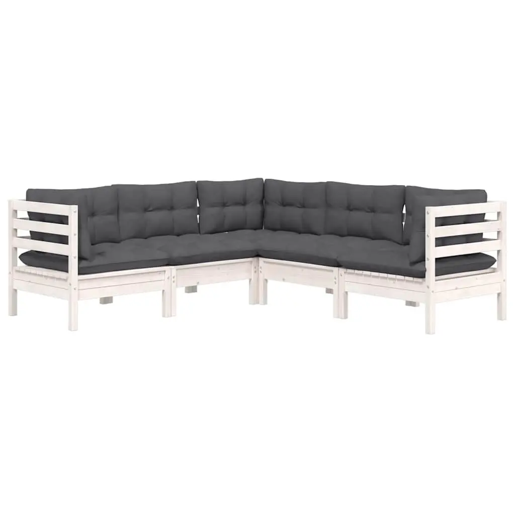 Garden Lounge Set Outdoor Patio Furniture 5 Piece White Modular