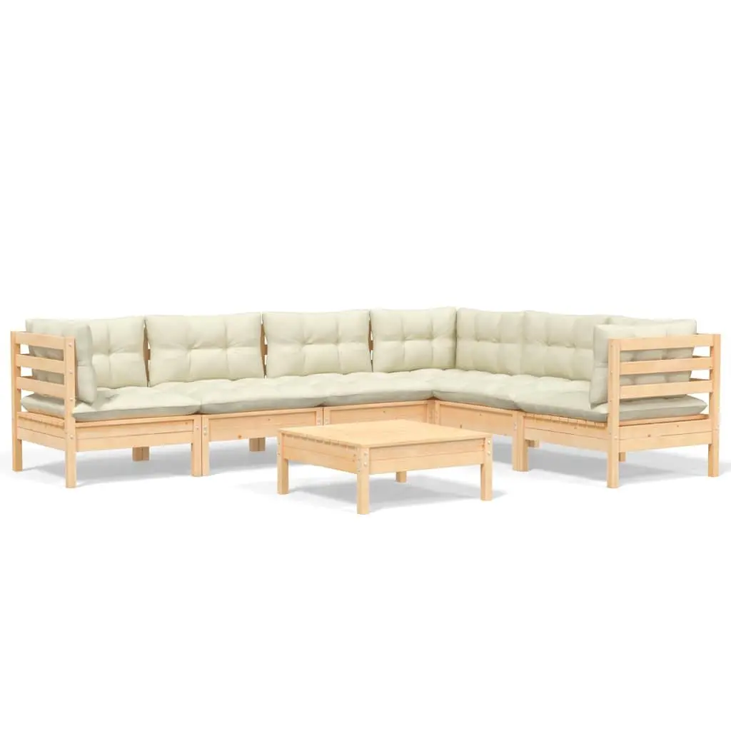 Garden Lounge Set Outdoor Patio Furniture 7 Piece Modular Cream Cushions
