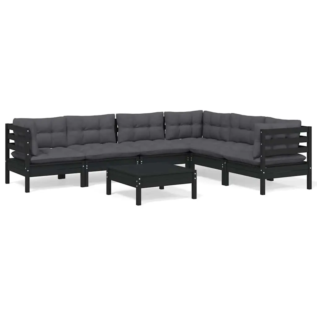 7 Piece Modular Garden Lounge Set in Black