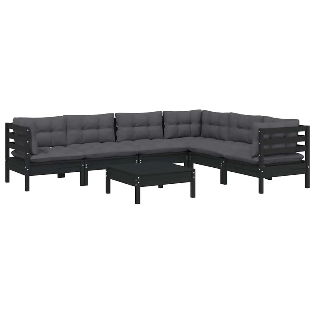 7 Piece Modular Garden Lounge Set in Black