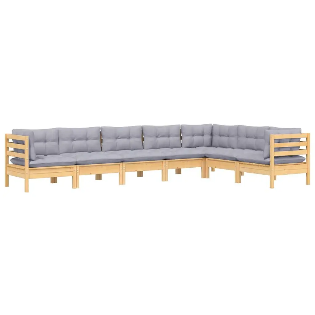 7-Piece Garden Lounge Set with Grey Cushions