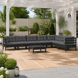 Specifications of 8 Piece Black Pinewood Garden Lounge Set