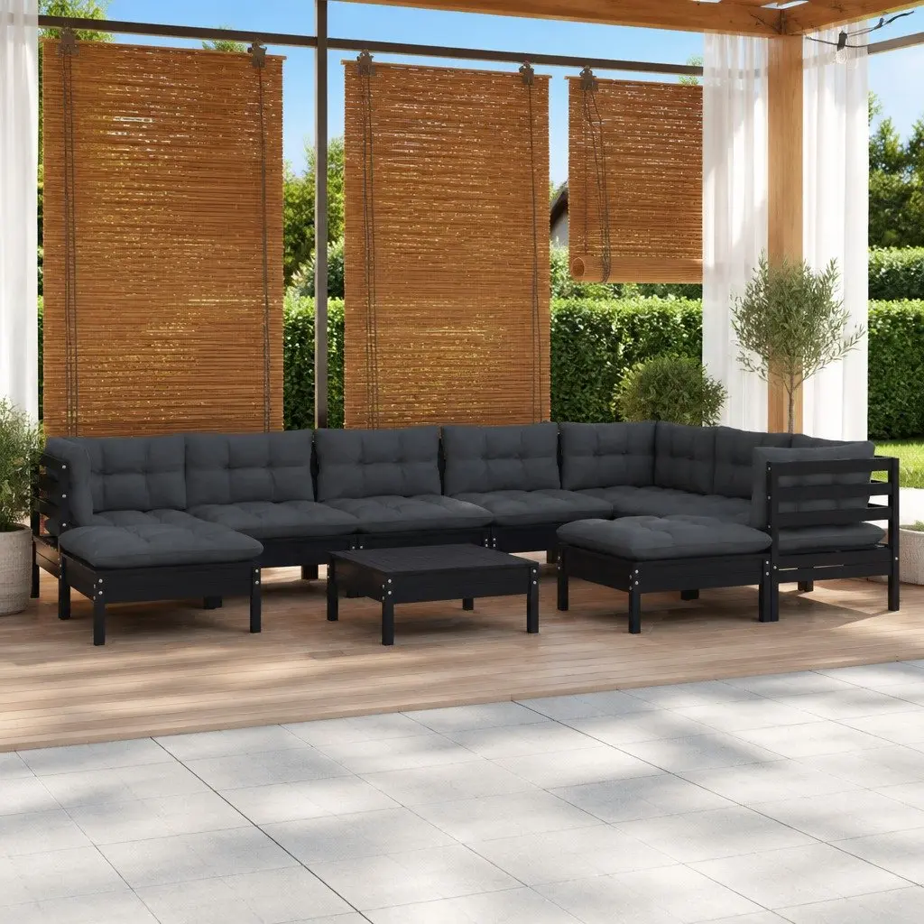 10-Piece Black Garden Lounge Set