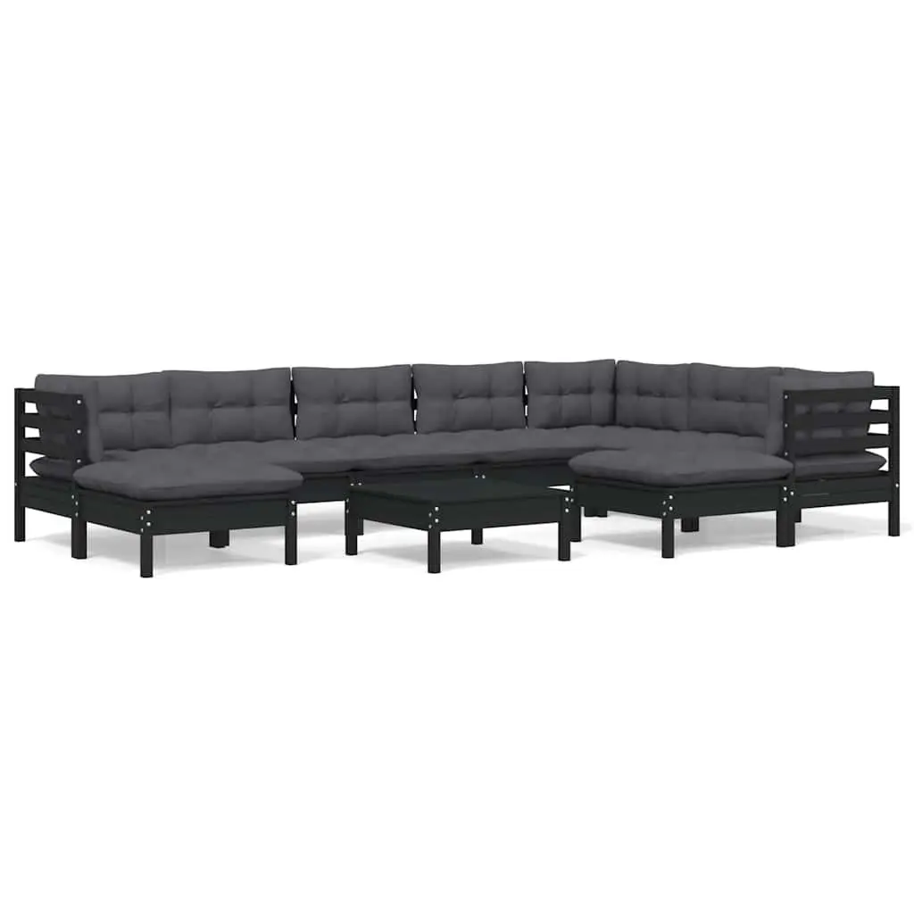 10-Piece Black Garden Lounge Set