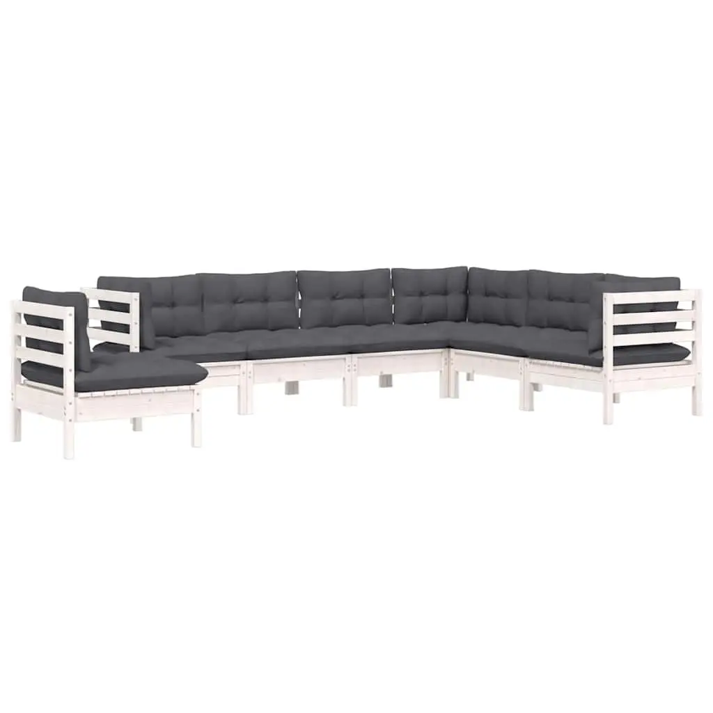 Garden Lounge Set 7 Piece White Outdoor Furniture with Cushions Modular Patio