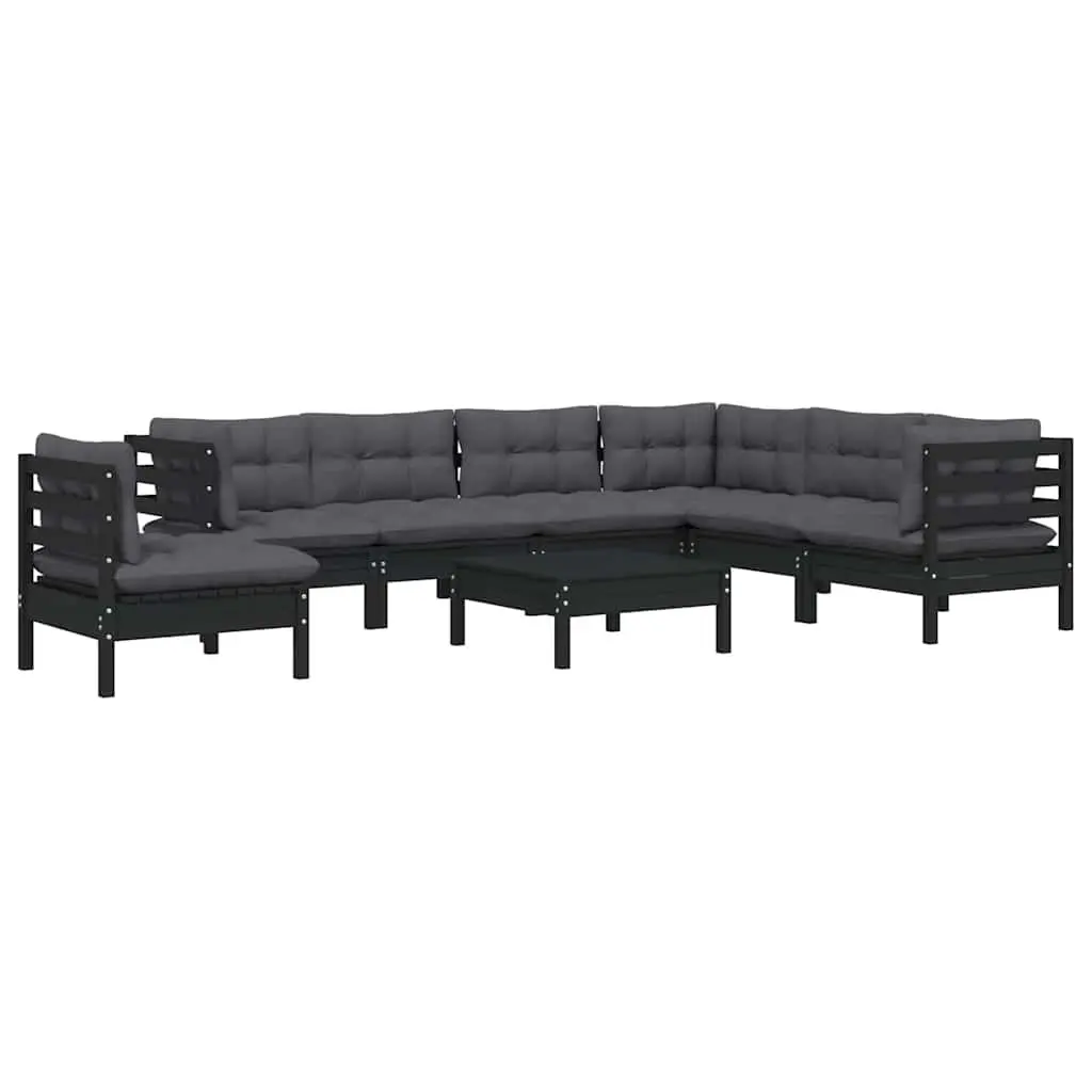 Garden Lounge Set Outdoor Patio Furniture 8 Piece Black Modular Cushioned