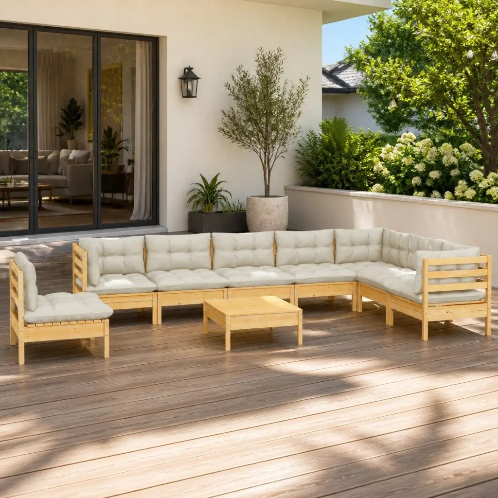 9 Piece Garden Lounge Set in Cream