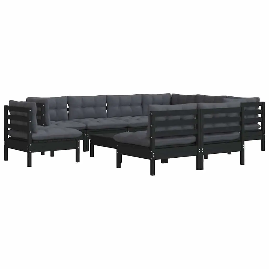Garden Lounge Set Outdoor Patio Furniture 10 Piece Black Modular Sectional