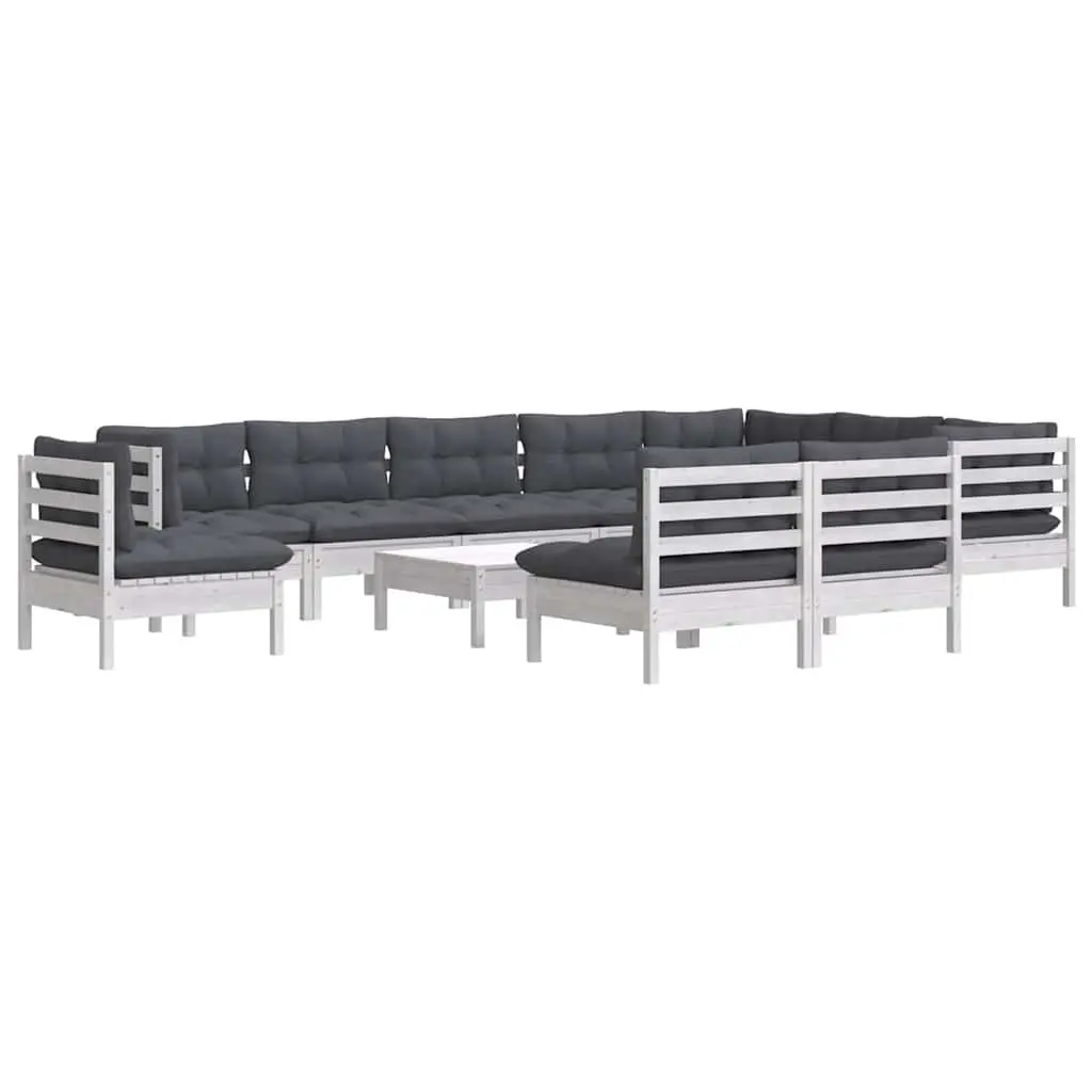 11-Piece White Pinewood Lounge Set