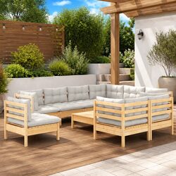 10 Piece Modular Garden Lounge Set with Cream Cushions