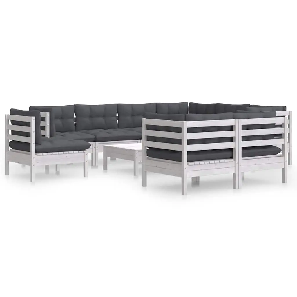 Garden Lounge Set Outdoor Patio Furniture 10 Piece Modular White