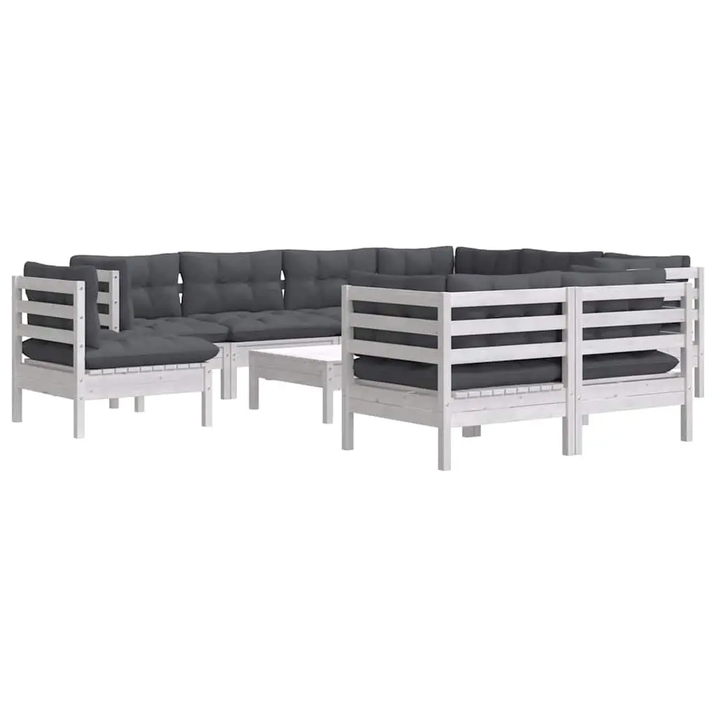 Garden Lounge Set Outdoor Patio Furniture 10 Piece Modular White
