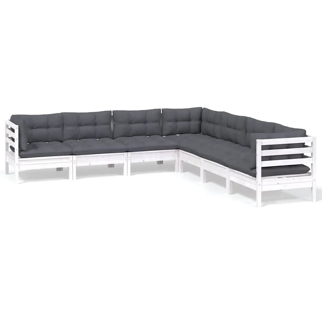 7 Piece Modular Garden Lounge Set in Solid Pinewood
