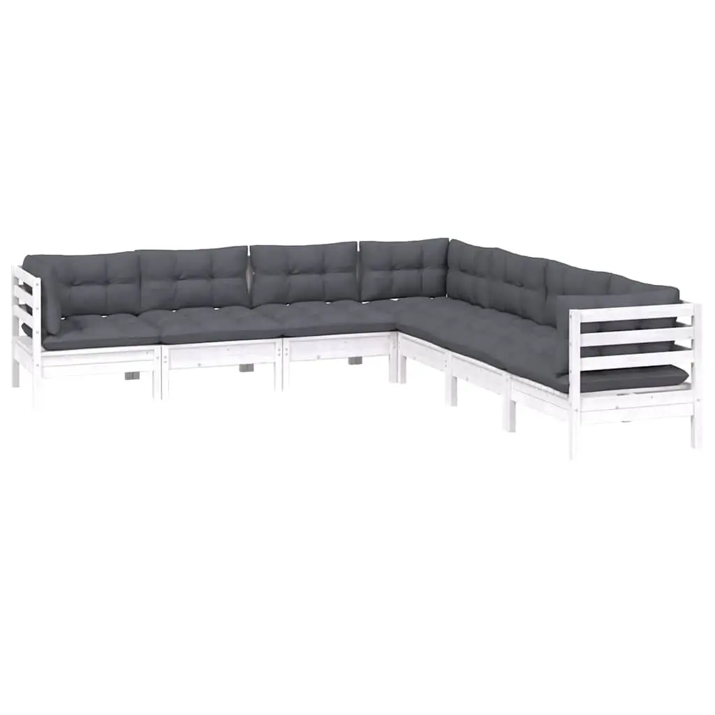 7 Piece Modular Garden Lounge Set in Solid Pinewood