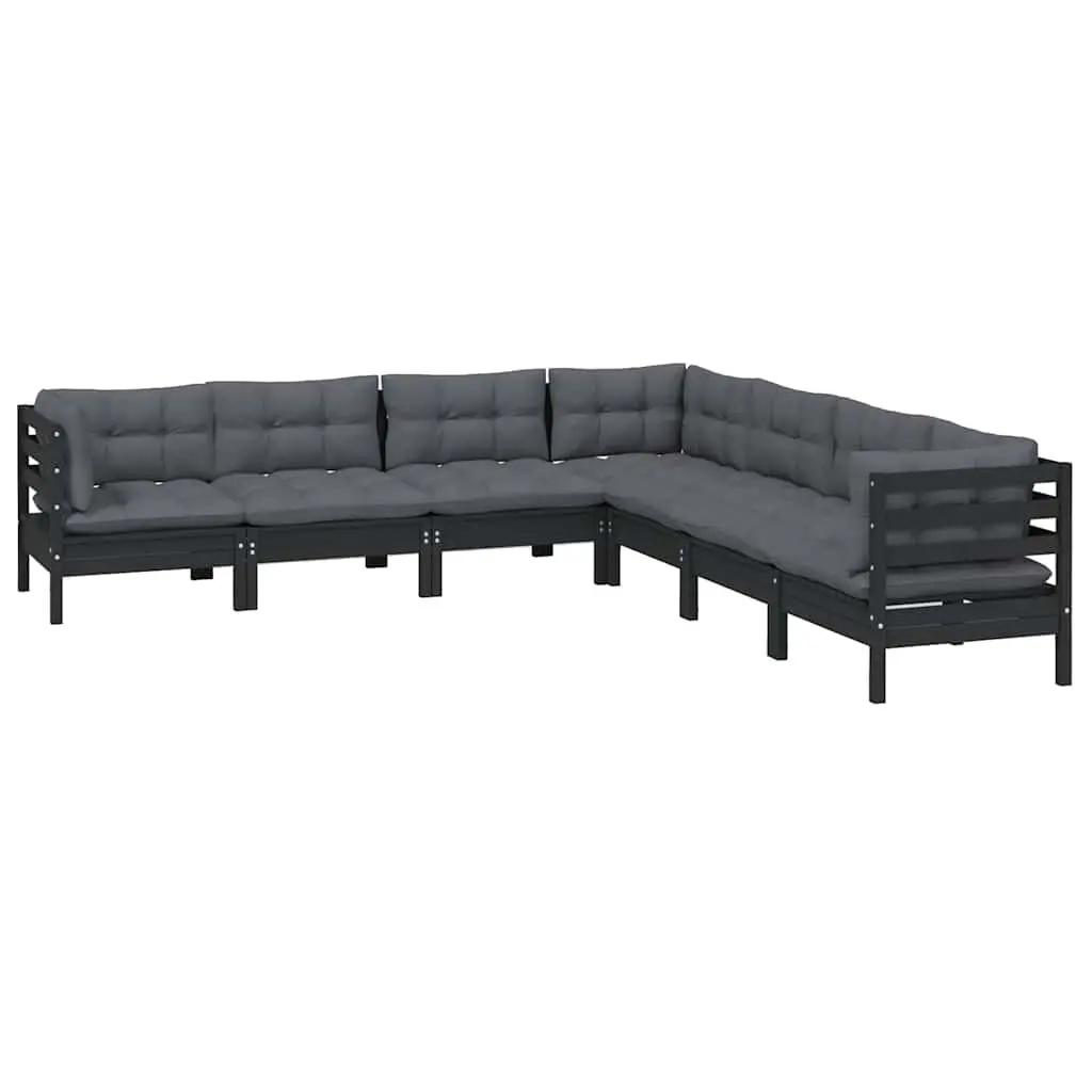 7 Piece Garden Lounge Set Outdoor Patio Furniture Black