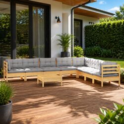 Specifications of 9-Piece Garden Lounge Set with Grey Cushions