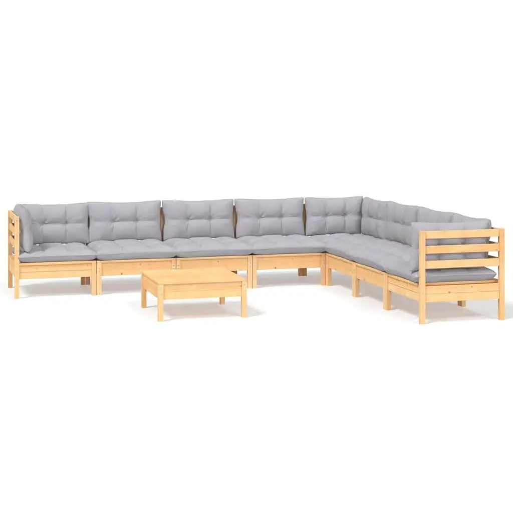 Garden Lounge Set Modular Patio Furniture Outdoor Seating 9 Piece Grey Cushions