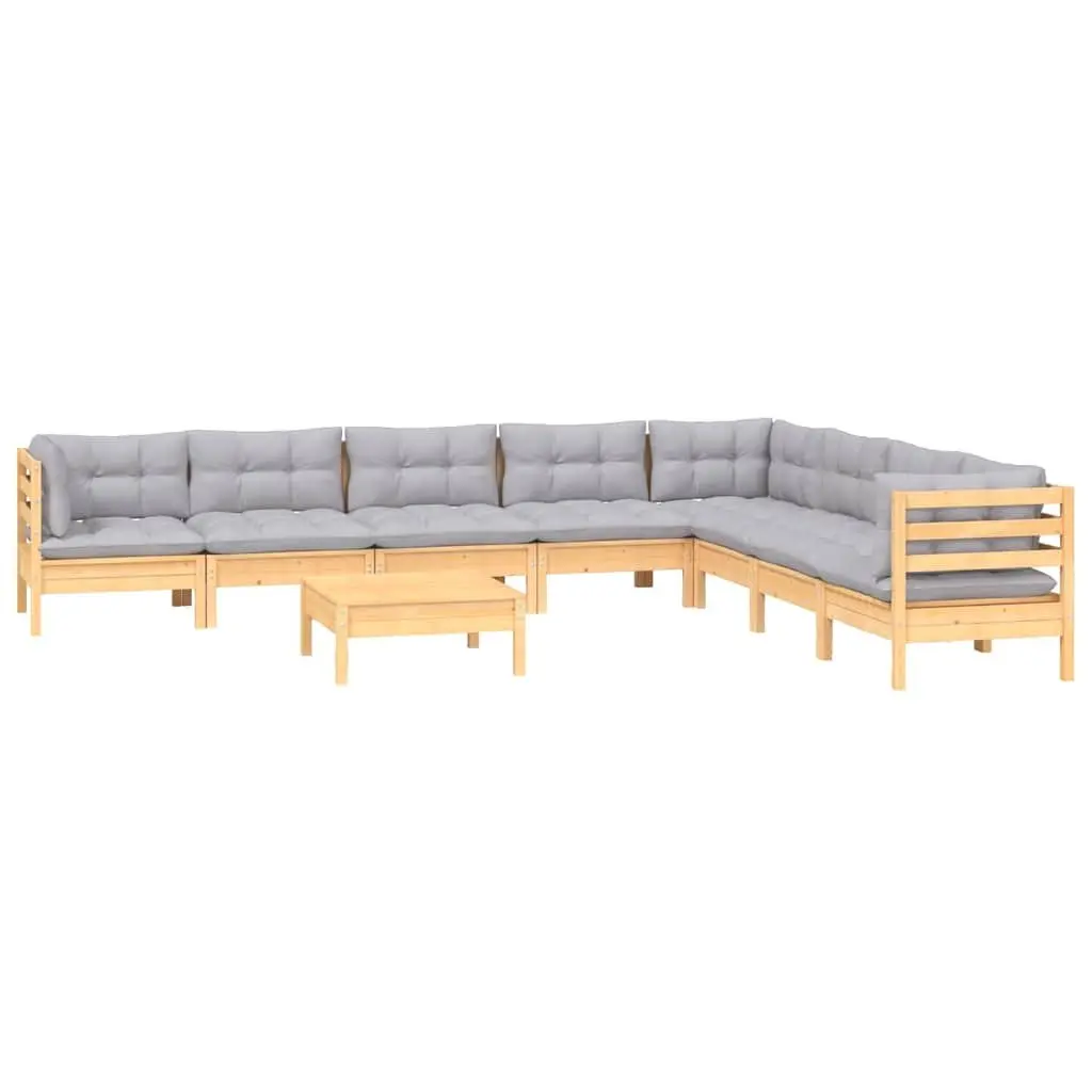 Garden Lounge Set Modular Patio Furniture Outdoor Seating 9 Piece Grey Cushions