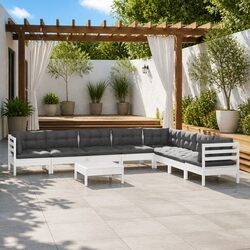 Specifications of the 9 Piece White Pinewood Garden Lounge Set